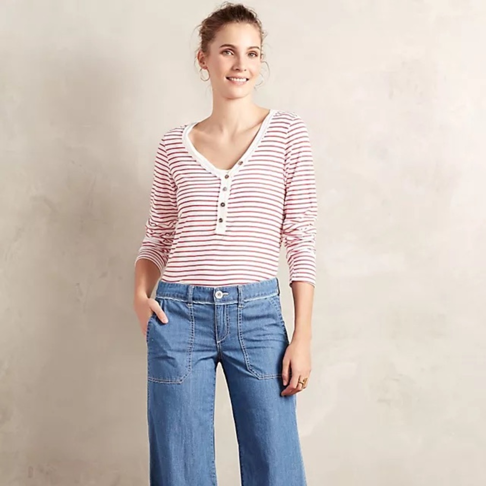 Anthropologie Pilcro Wide Leg Chambray Jeans